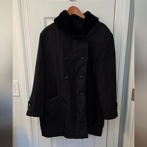 Anne Klein II Women's Black Double Breasted Coat, Size L - XL (0913)